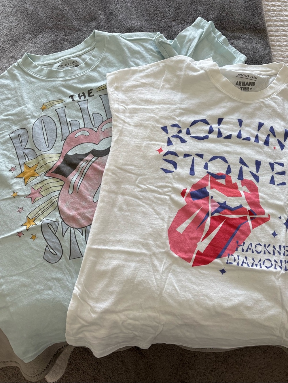 American Eagle Outfitters Womens Rolling Stones Graphic Tee - White & Light Blue
